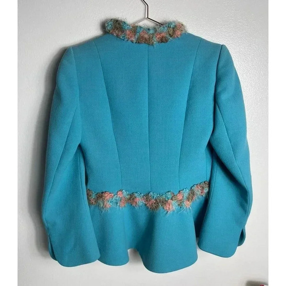Manzoni Couture Womens Long Sleeve Two Buttons Wool Blazer Jacket Blue Sz 12 - Picture 11 of 15